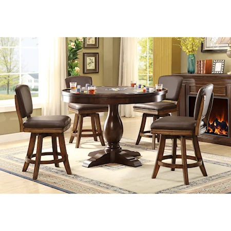 Flip-Over Game Table with Swivel Stool Set